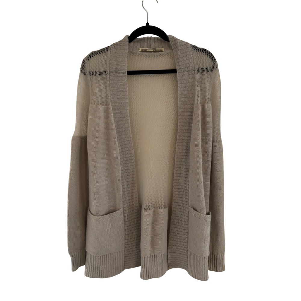 AllSaints Air Cardigan Beige Mohair Mesh Open Front Knit Sweater WK158F US 6